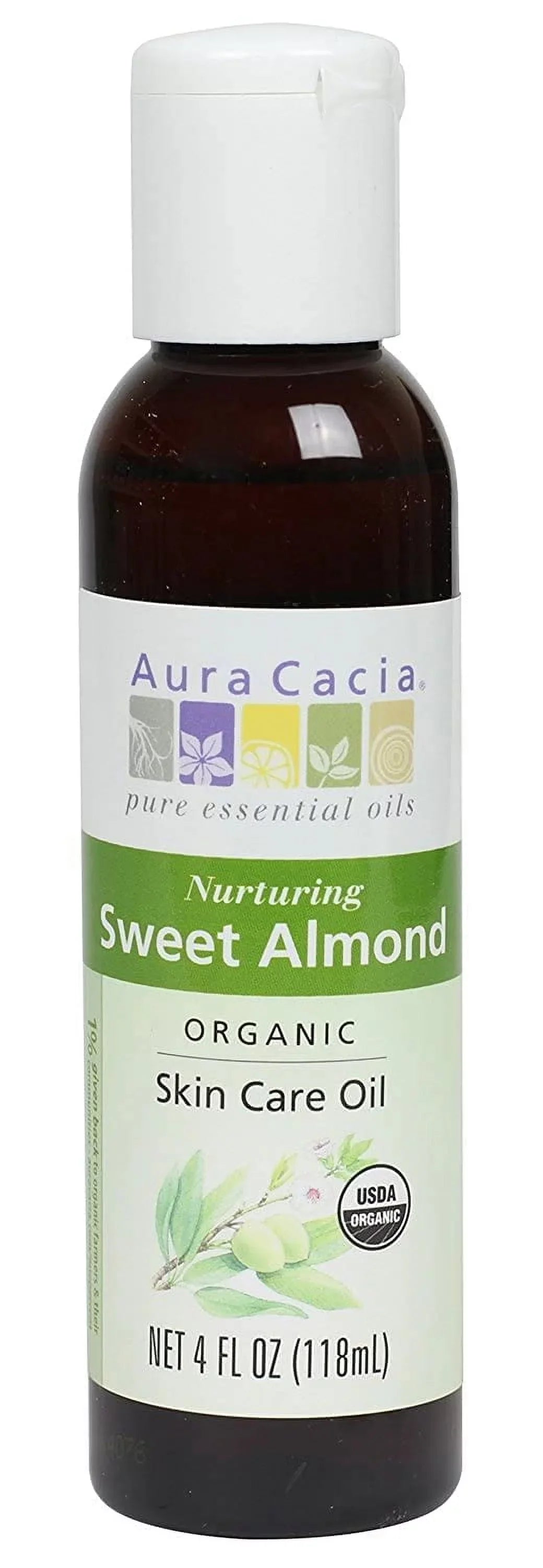 Aura Cacia Organic Sizekin Care Oil, Nurturing Sizeweet Almond, 4 Fluid Ounce