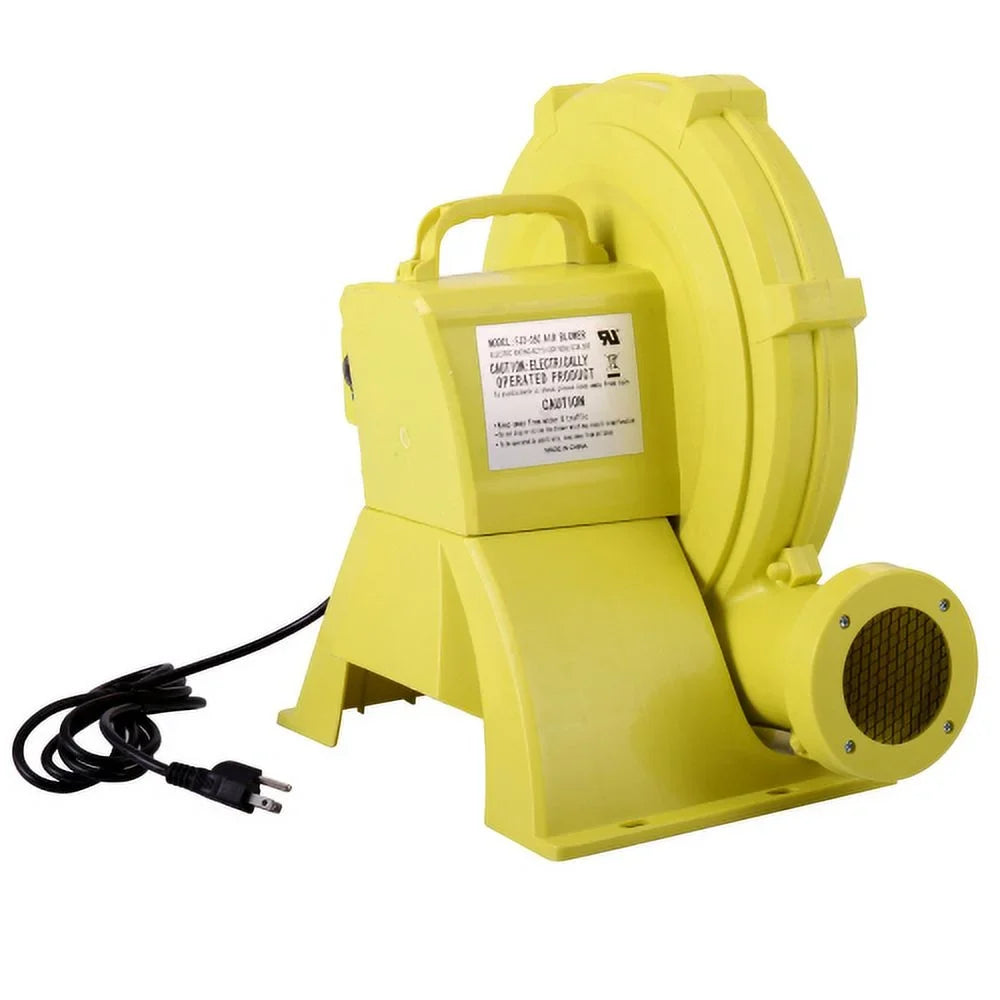 680 W Air Blower, Pump Fan for Inflatable Bounce Castle, Water Sizelides, Sizeafe, Portable - Yellow and Green