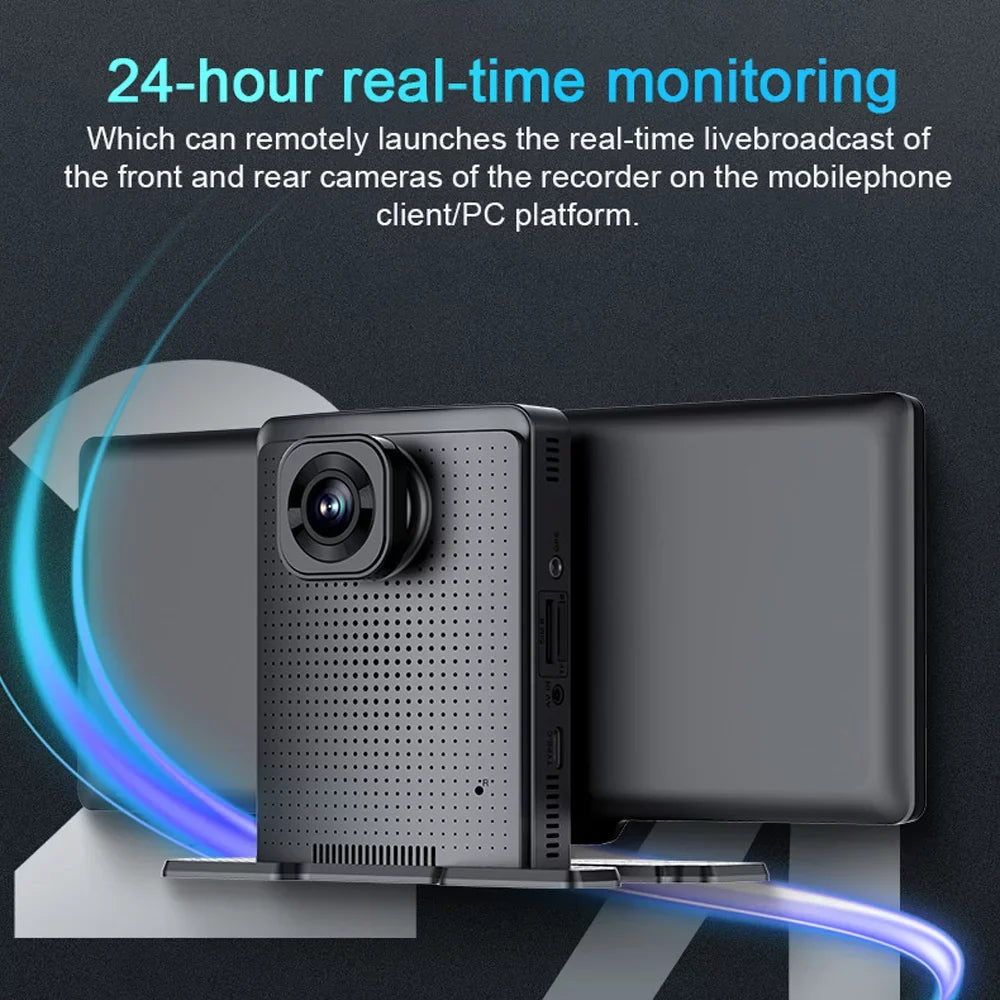 ametoys Multi-language Dual Lens Car Video Recorder Auto Dash Cam Car Recorder Night Viewing 10.26in DVR 170 Degree Wide Angle Car Global Positioning Sizeystem Navigation