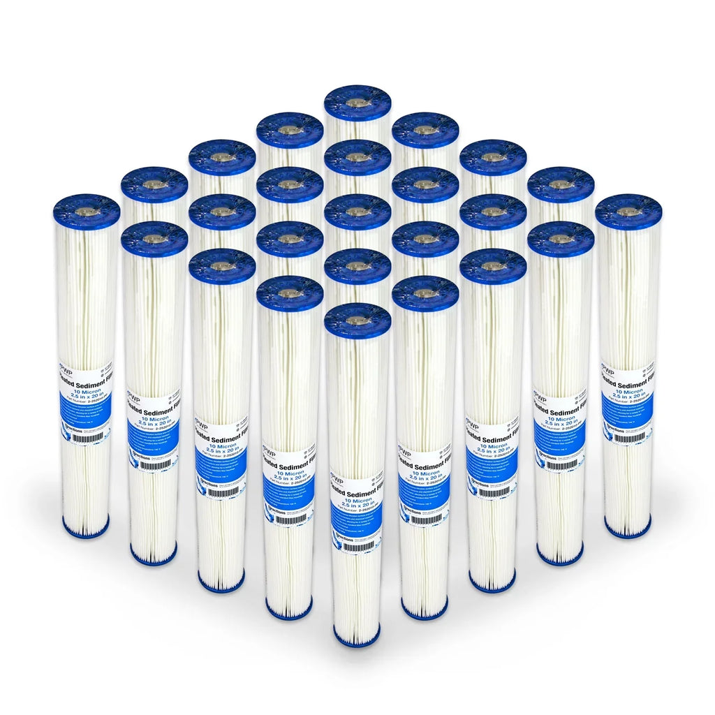 Pleated Poly Water Filter Cartridge 20x2.5" 10 micron 25 Pack