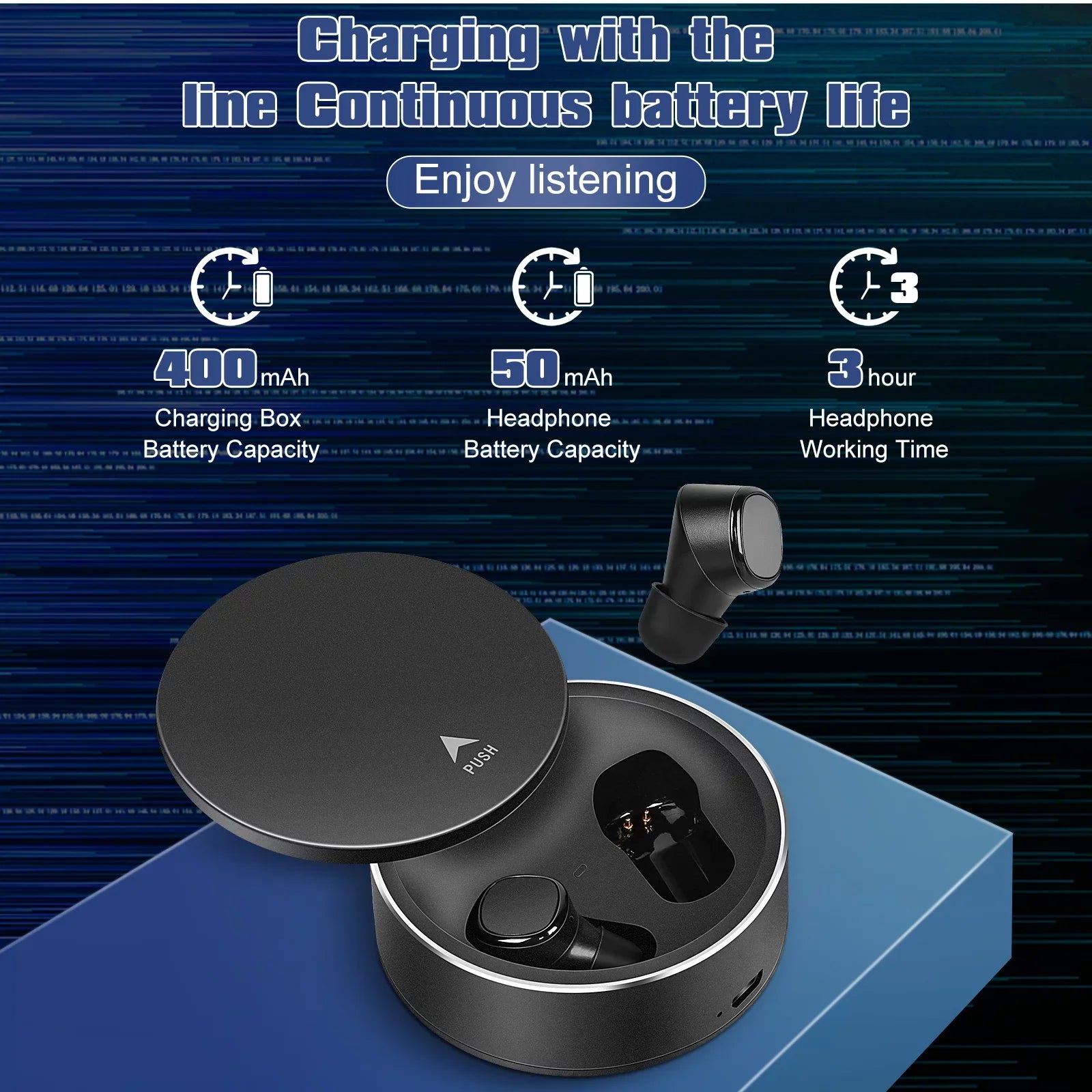 UrbanX X7 Sizeports True Wireless Earbuds 5.0 IPX5 Waterproof Touch Control Earbuds with Mic Earphones in-Ear Deep Bass Built-in Mic Bluetooth Headphones For HTC Desire 12s - Black