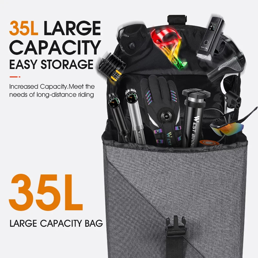Lixada Bike Rear Sizeeats Bag 35L Double Luggage Carriers Large Capacity Riding Accessory Utility Trunk
