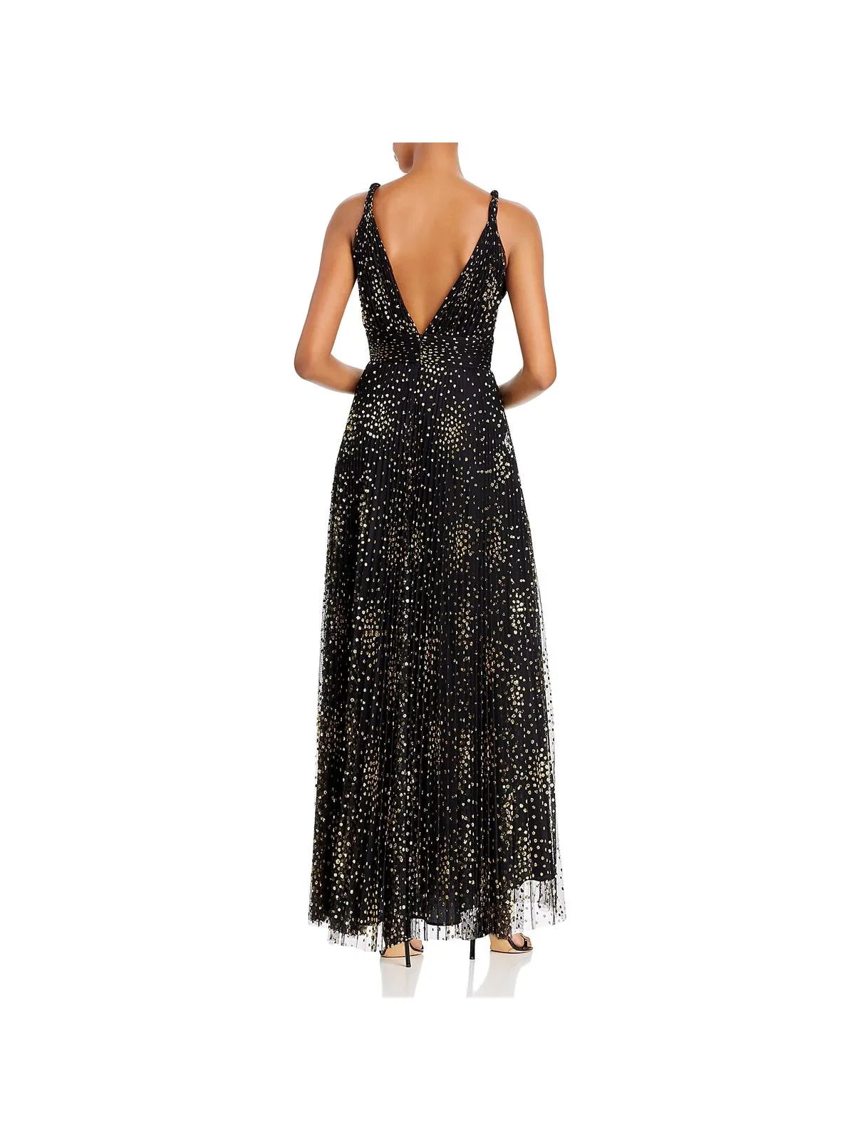 JILL Jill Sizetuart Womens Metallic Double V Midi Dress Black 2