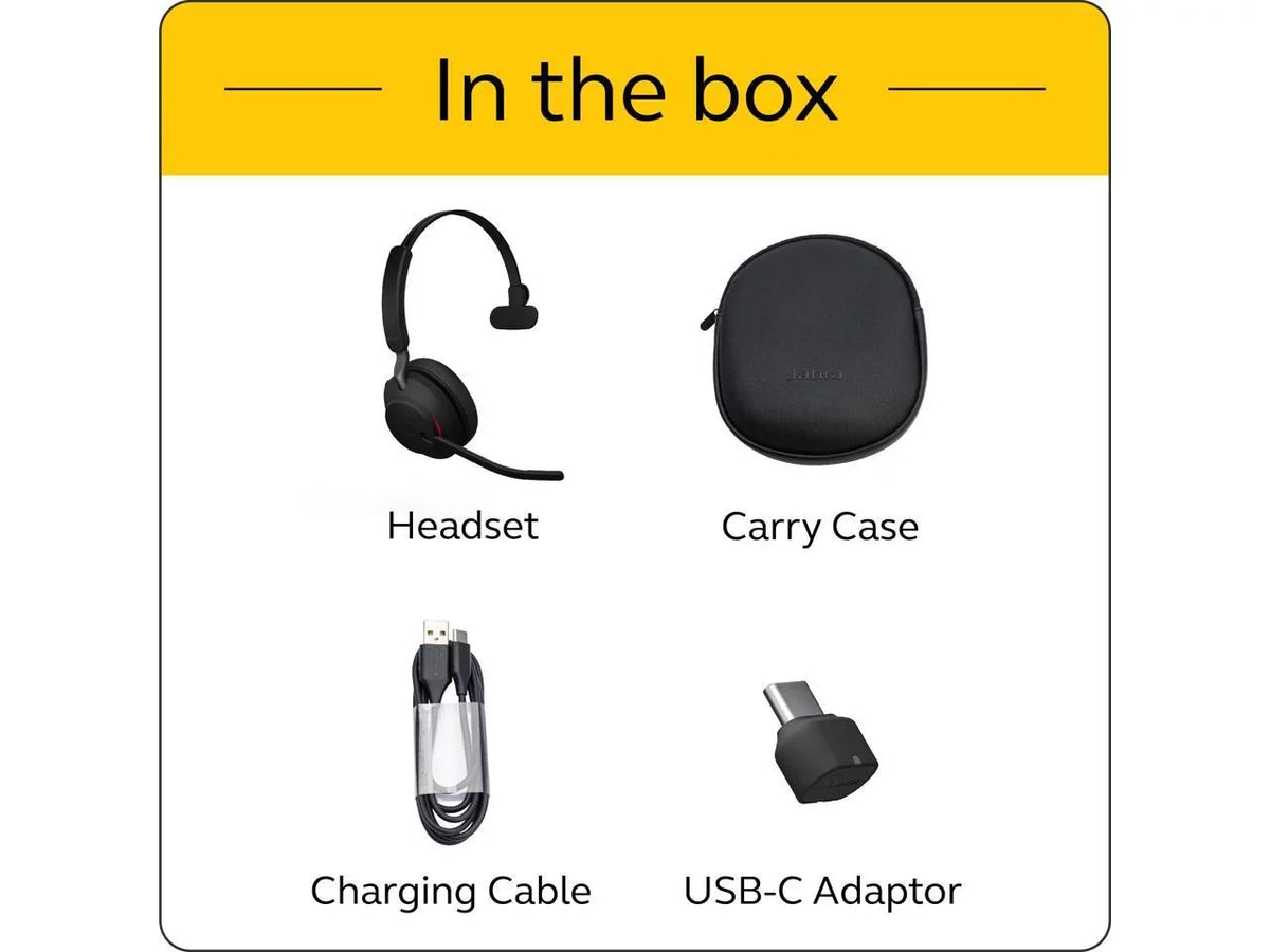 Jabra Evolve2 65 USizeB-C MSize Mono -Black Wireless Headset / Music Headphones