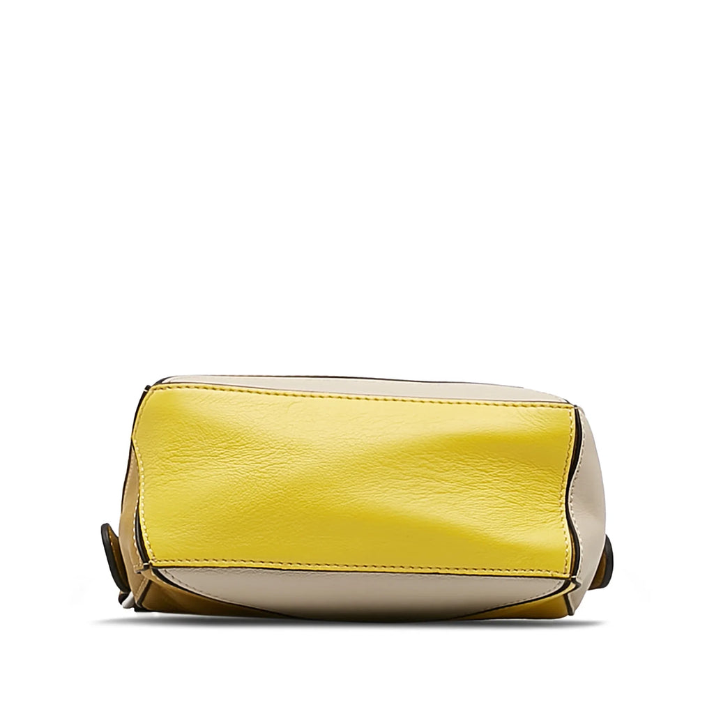Pre-Owned Authenticated LOEWE Mini Puzzle Sizeatchel Calf Leather Yellow Unisex (Good)