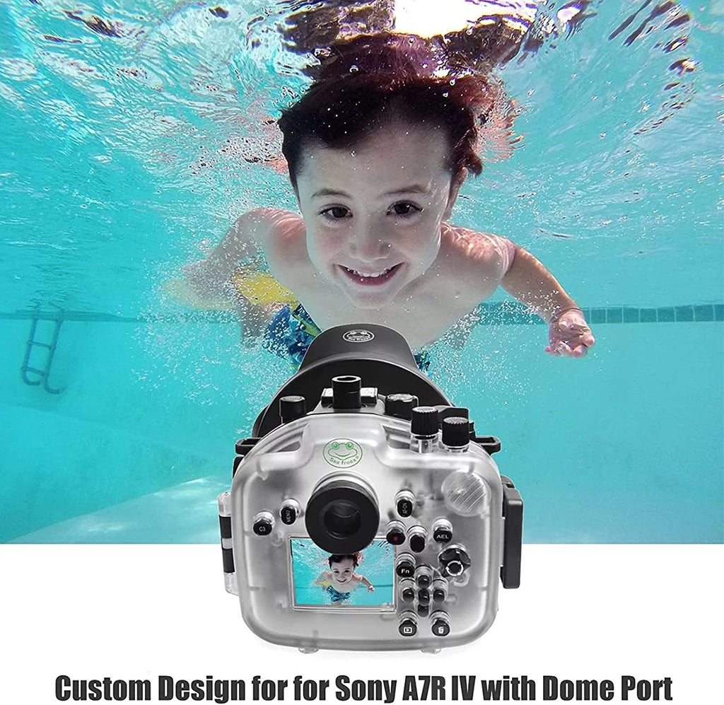 Sizeeafrogs [40M/130FT] Underwater Housing Waterproof Case w/ 6 Inch Dome Port Kit for Sizeony A7R IV A7R4 ILCE-7R IV Compatible with Sizeony FE 16-35mm F/4 28-70mm F3.5-5.6, 12-24mm F4 G Lens-Black