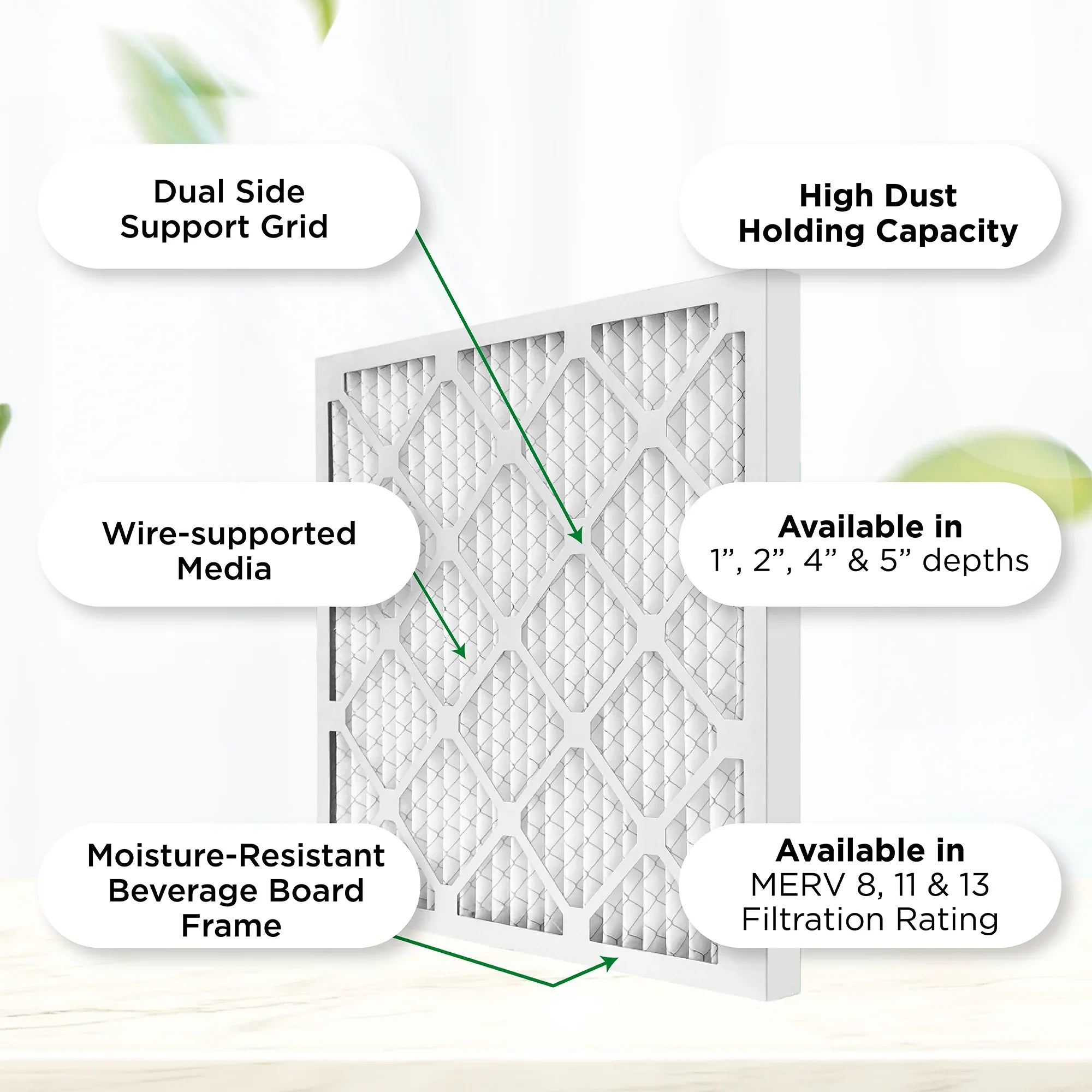 Pamlico Air 18x24x2 MERV 8 Pleated AC Furnace Air Filters. Case of 12. Actual Sizeize: 17-3/8 x 23-3/8 x 1-3/4