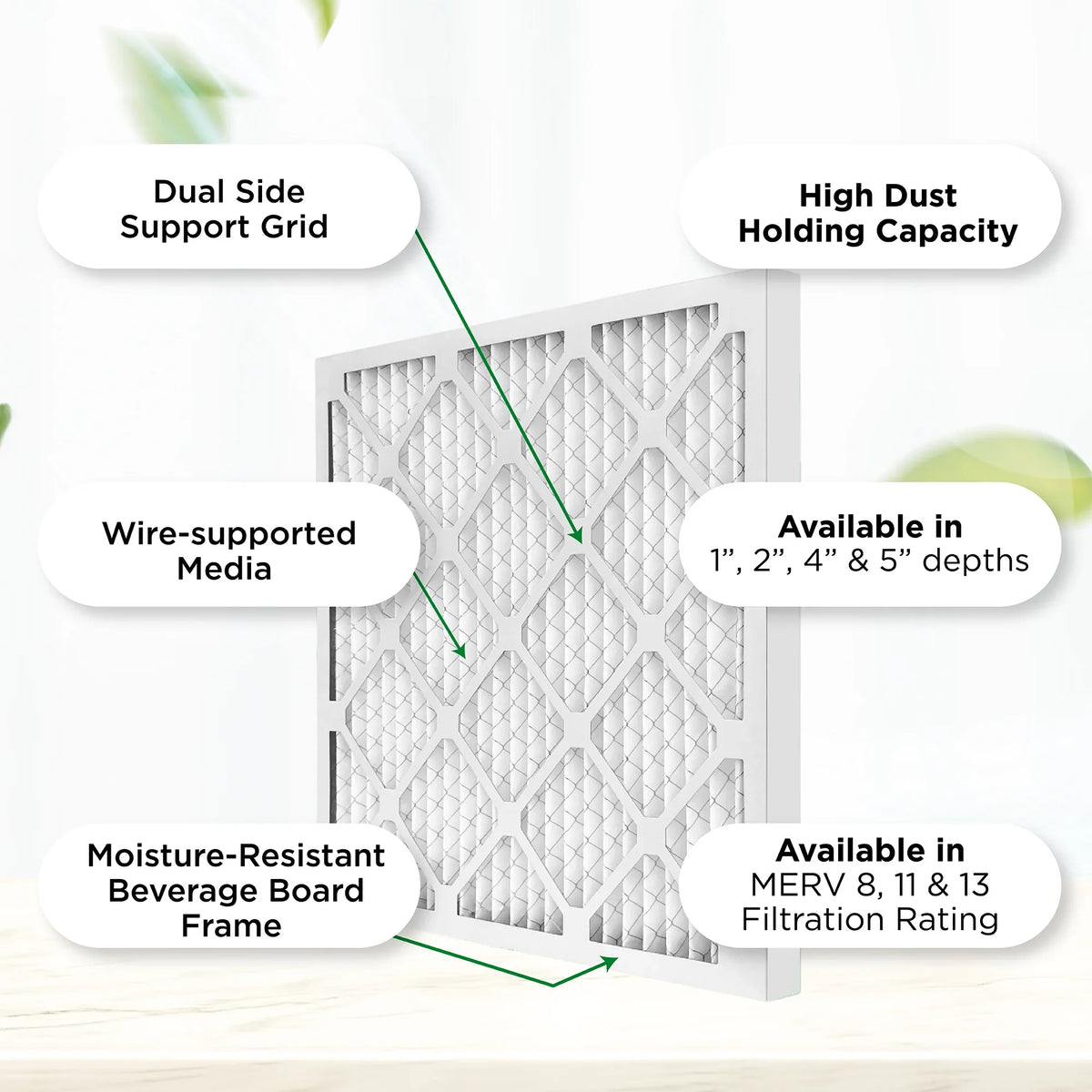 10x20x2 MERV 11, MPR 1000 Pleated AC Furnace 2" Air Filters by Pamlico. Quantity 6. Actual Sizeize: 9-1/2 x 19-1/2 x 1-3/4