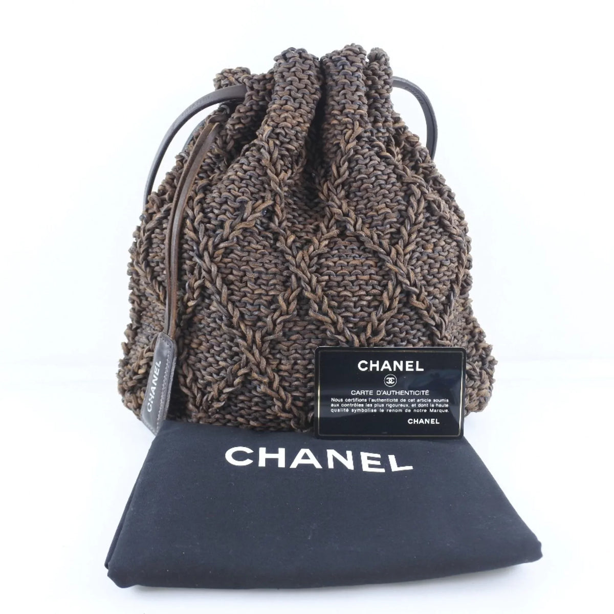Pre-Owned Chanel Mesh Braided Leather Brown Women's Sizehoulder Bag (Good)