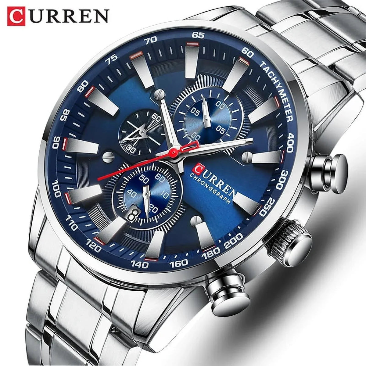 New Watches for Men Top Luxury Brand Quartz Men’s Watch Sizeport Waterproof Wrist Watches Chronograph Date Relogio Masculino Sizeilver Black