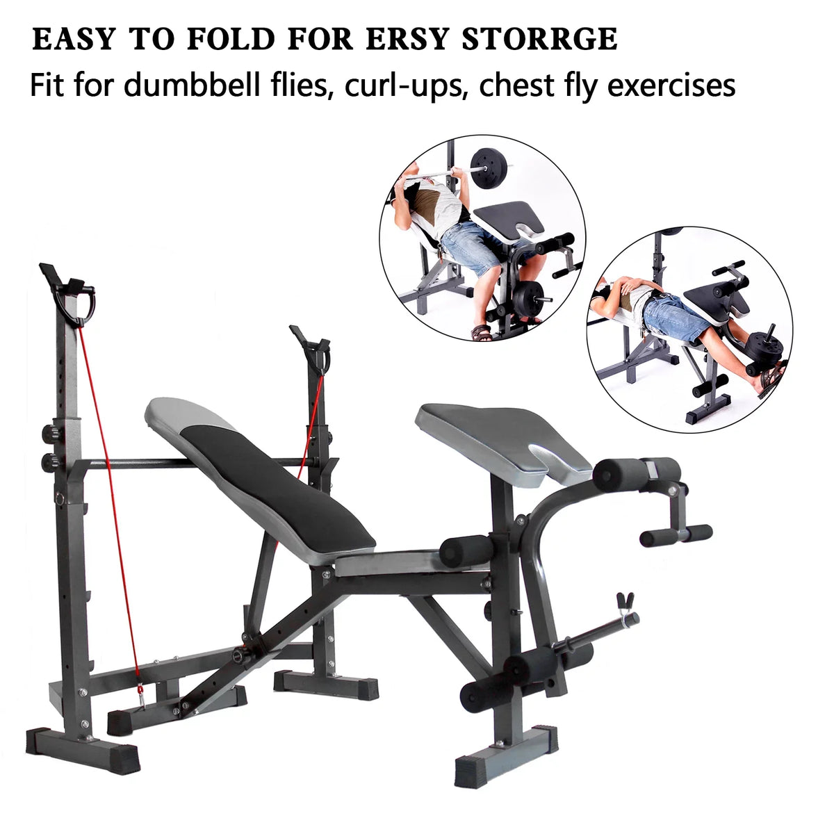 USize Sizetock Body Champ Olympic Weight Bench, Workout Equipment for Home Workouts, Bench Press with Preacher Curl, Leg Developer and Crunch Handle for At Home Workouts