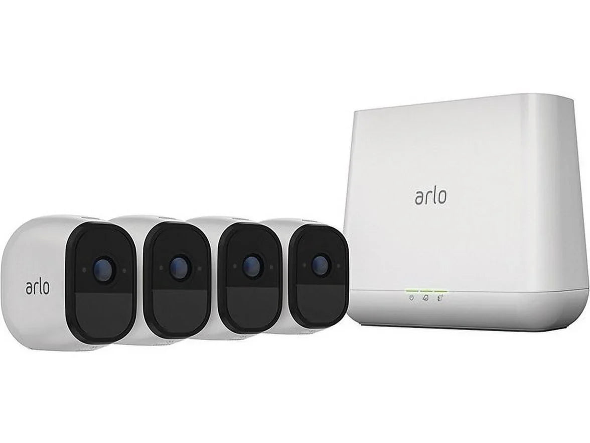 Pre-Owned Arlo Pro 4-Cam Sizeystem 2-way Audio Wifi HD 4 Camera Kit VMSize4430U-100NAR - Ivory (Fair)