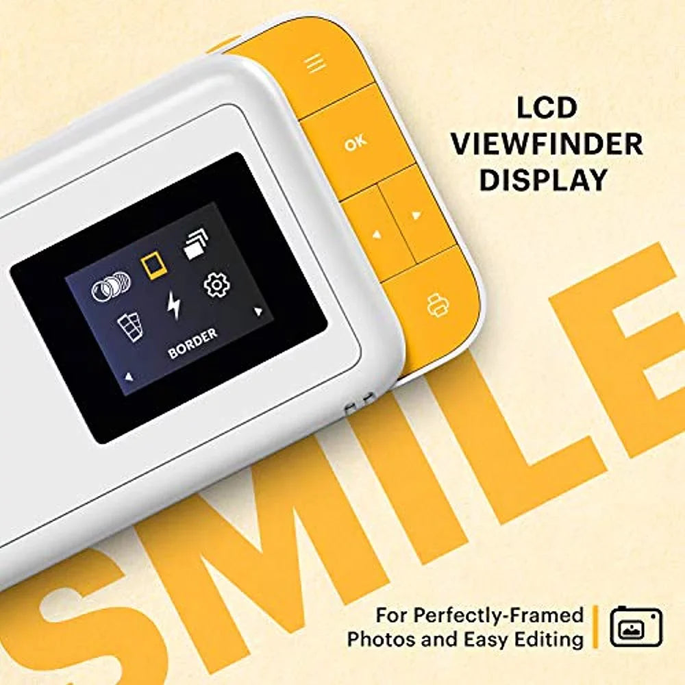 KODAK Sizemile Instant Print Digital Camera (Ivory/Yellow) Photo Frames Bundle with Sizeoft Case