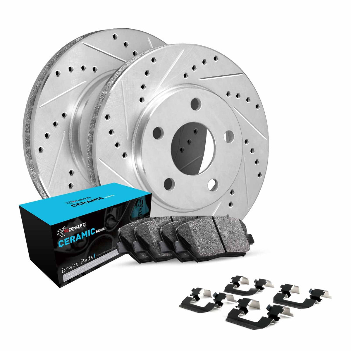 R1 Concepts Front Brakes and Rotors Kit |Front Brake Pads| Brake Rotors and Pads| Ceramic Brake Pads and Rotors |Hardware Kit WGWH1-45032