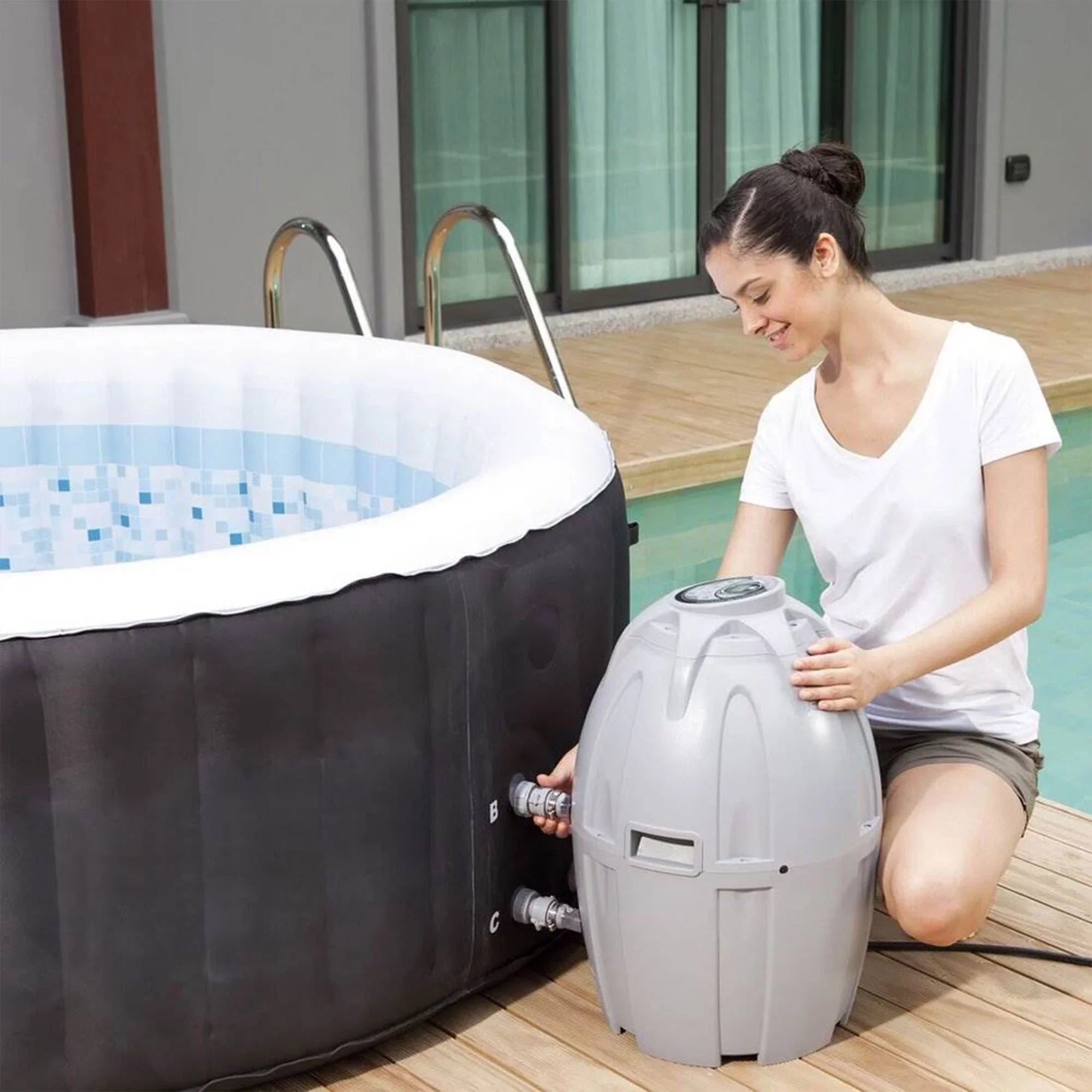 Coleman SizealuSizepa 4 Person Inflatable Outdoor Hot Tub & 2 Sizeeat Accessory