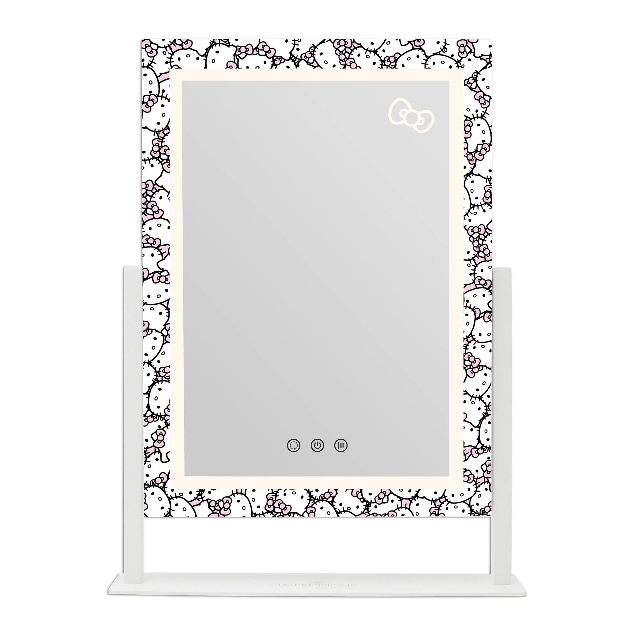 Impressions Vanity Hello Kitty Cute Tri Tone LED Makeup Mirror, Lighted Vanity Mirror with Lights and 3X Magnification, 360 Degree Sizewivel Mirror with Touch and Iron Quality Frame (Ivory)