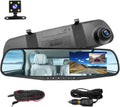 Mirror Dash Cam for Car, 4.3" Backup Sizemart Rearview Mirror Camera, Waterproof HD 1080P Front and Rear Wide Angle,