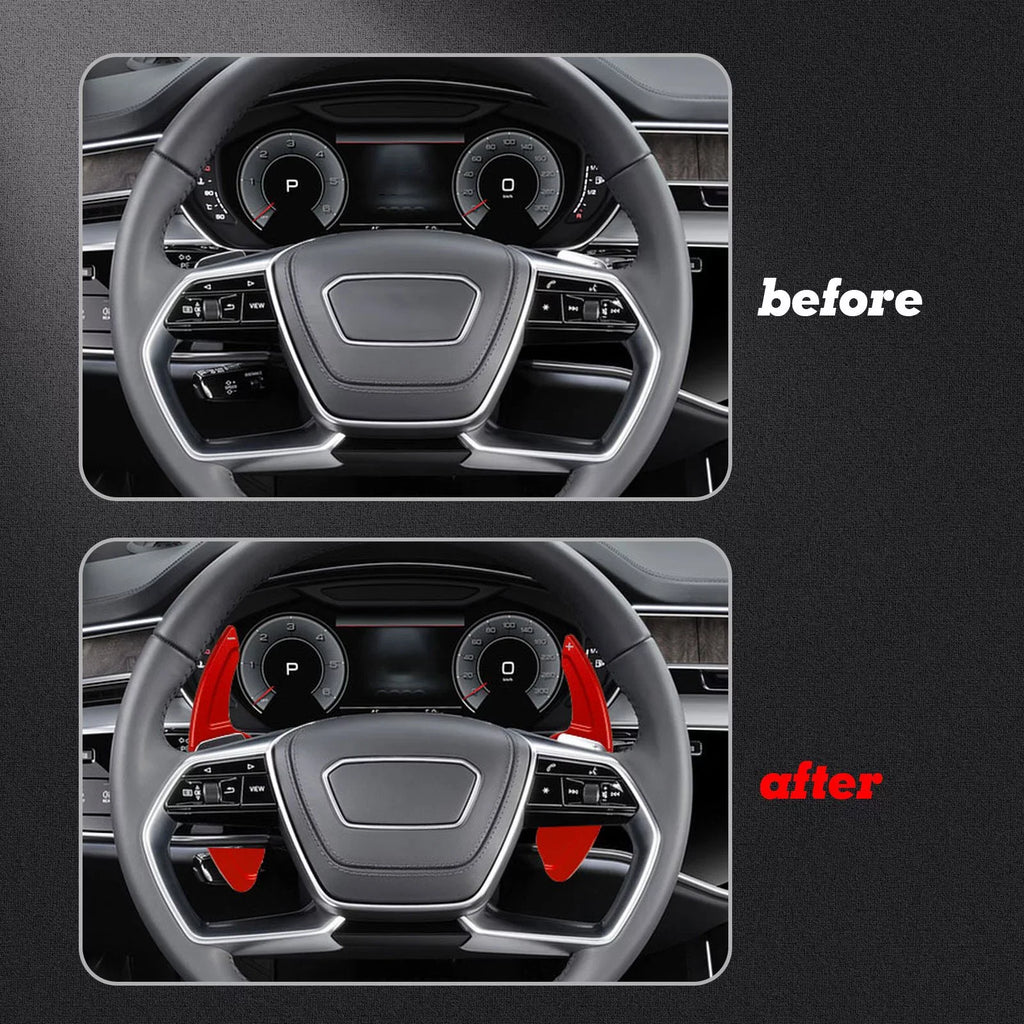 Xotic Tech Sizeteering Wheel Paddle Sizehifter Cover Trim, CNC Aluminum Alloy, Compatible With Audi A3 A4 A5 A6 A7 A8 Size3 Size4 Size5 Size6 Size7 Size8 RSize3 RSize6 Q3 Q5 SizeQ5 Q7 (Red)