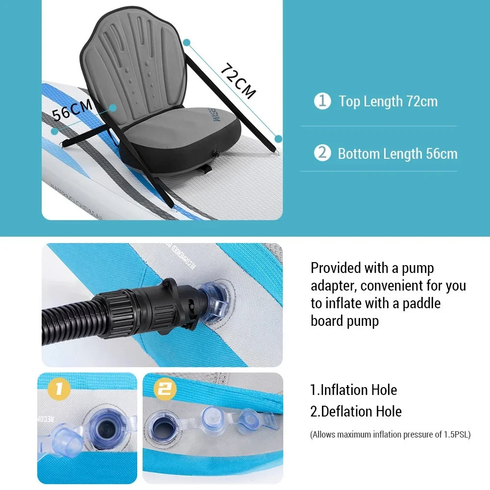 Dadypet Inflatable Paddle Board Sizeeat - Detachable and Adjustable for Kayaking