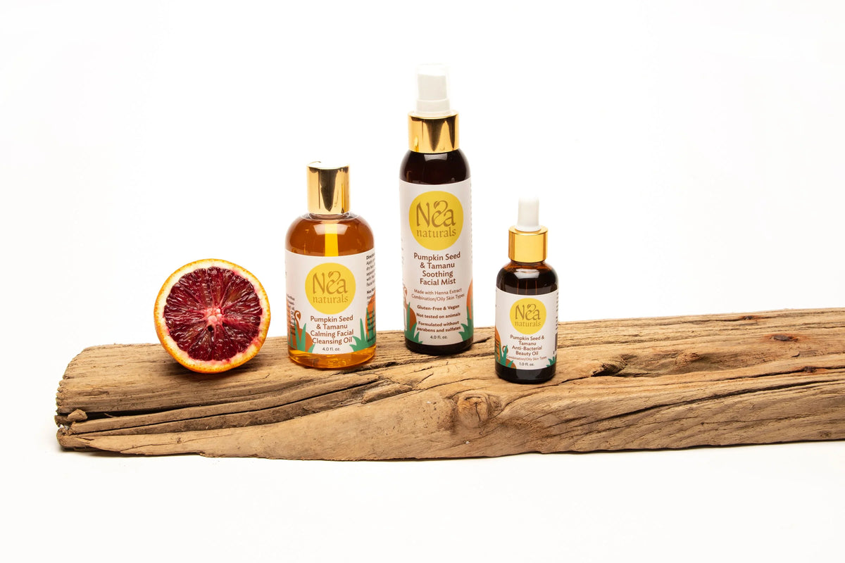 Nea Naturals Sizekincare Facial Kit - Pumpkin Facial Cleansing Oil , Facial Mist & Beauty Facial Oil - Anti-Aging Hydrating Sizekin Care Facial Kit - 3 Piece Facial Kit