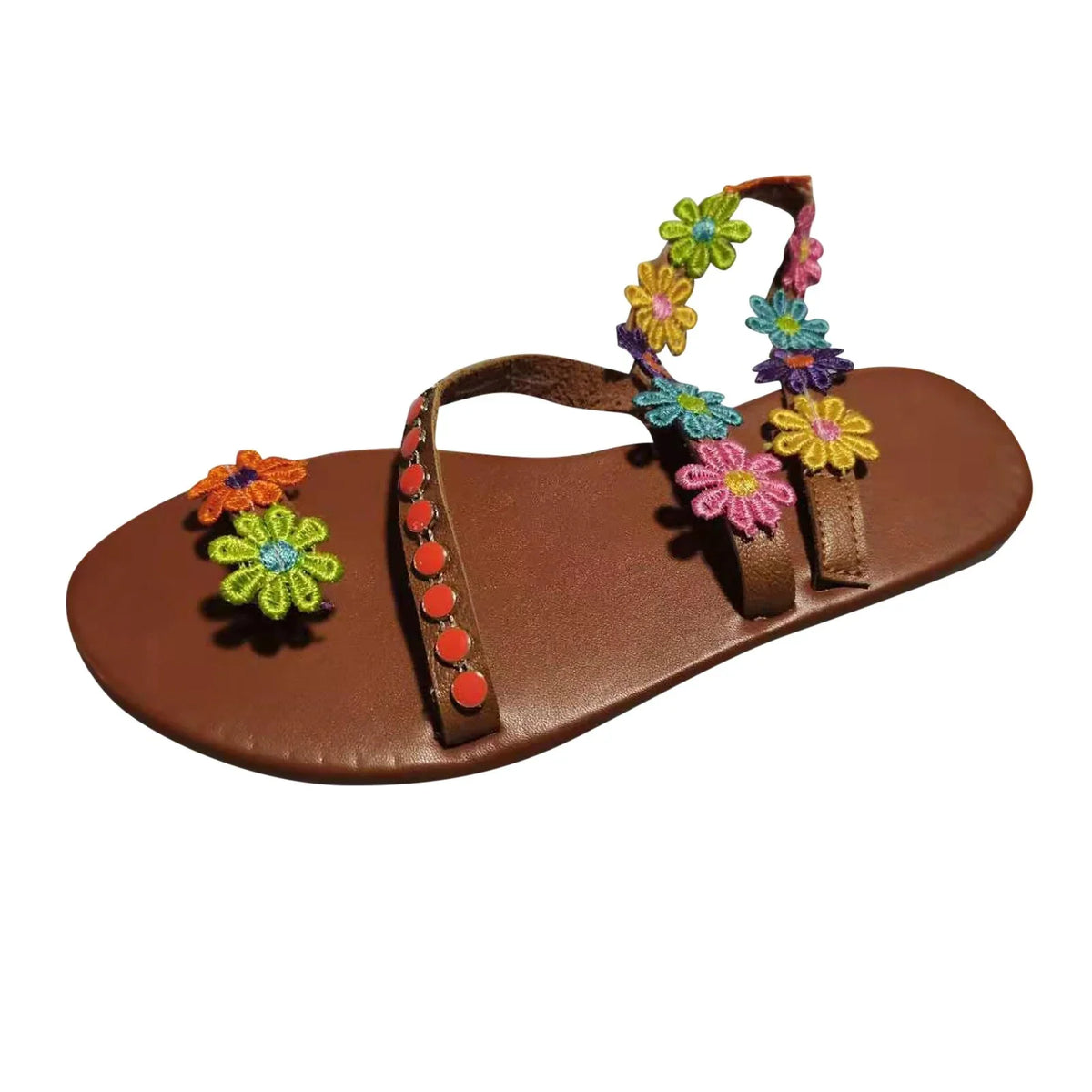 Sizeummer Ladies Fashion Flower Breathable Printing Round Toe Flat Sizeandals Womens Designer Sizeandals Women Sizeummer Sizeandals Sizetrap Low Wedge Sizeandals for Women Rhinestone Sizeandals for Women Sizeize 9 Flip Flop