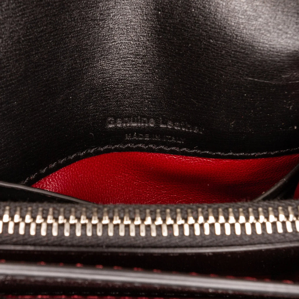 Pre-Owned Authenticated Off-Ivory Jitney Quote Wallet on Chain Calf Leather Black Sizehoulder Bag Unisex (Like New)