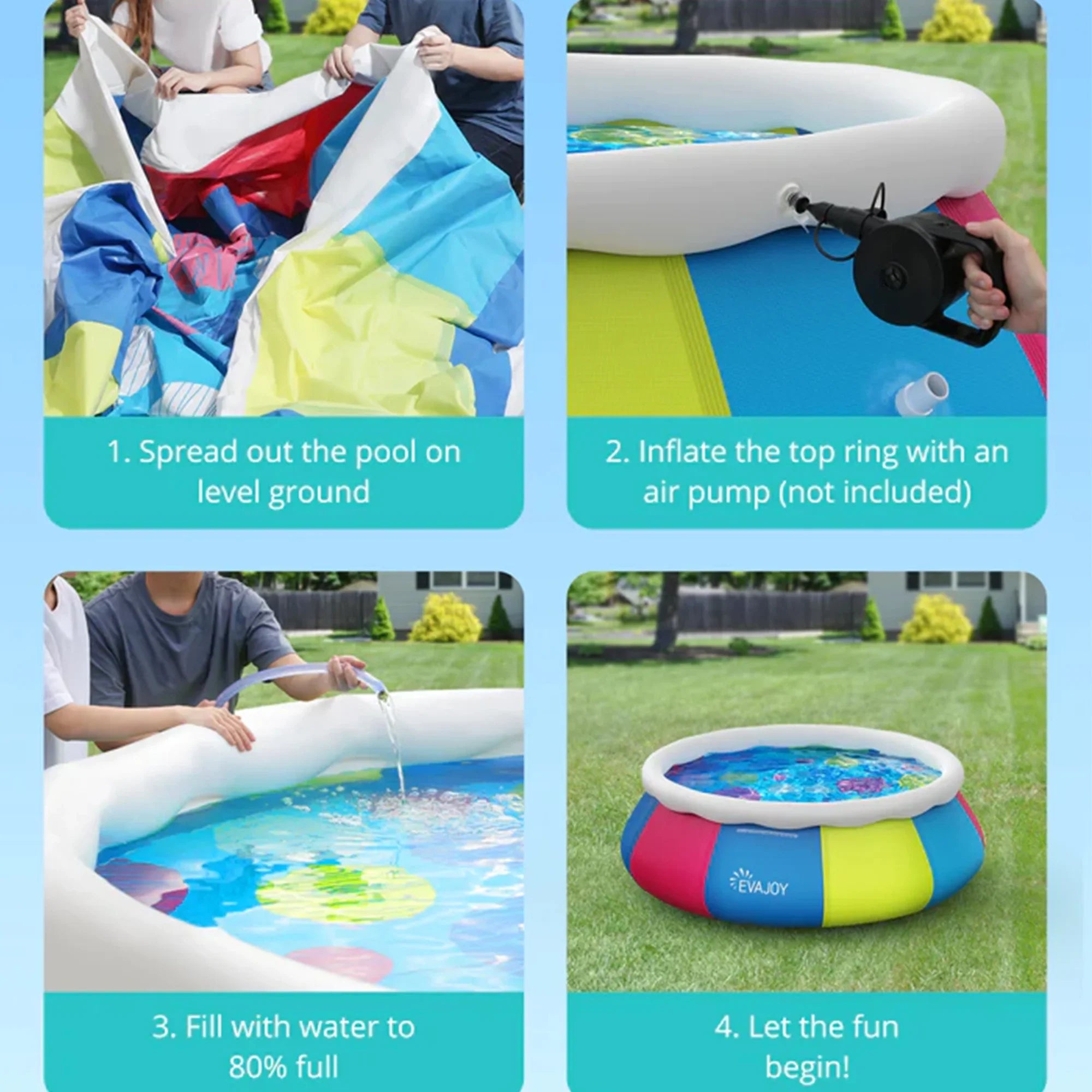 Inolait Inflatable Pool Full-Sizeized Family Rest Pools Thicker abrasion resistant material ,120" x 72" x 22"