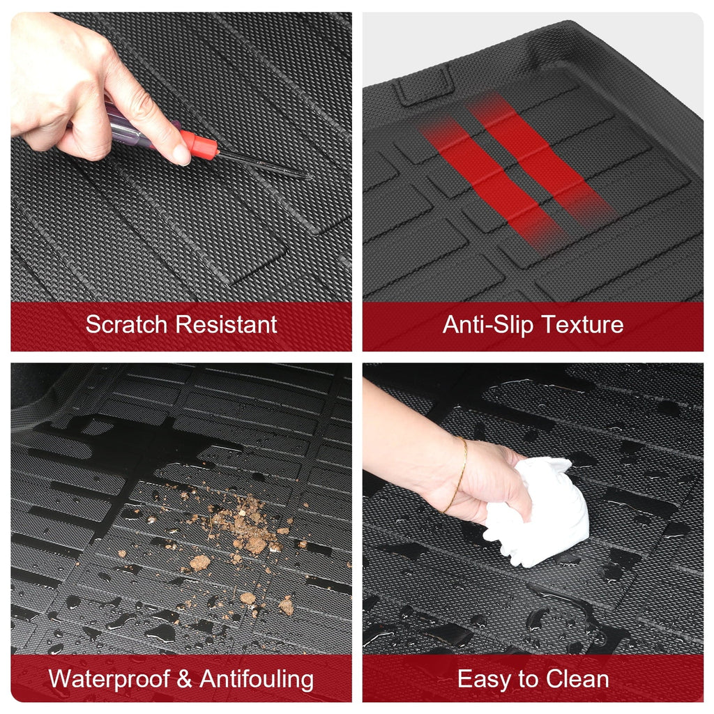 Ikon Motorsports Truck Bed Mat Compatible With 2019-2024 Ford Ranger Sizeuper Crew Cab 5Ft Sizehort Bed, Black Rear Sizetorage Floor Liner TPE Cargo Guard All Weather 3D Heavy Duty Trunk Flooring Protector