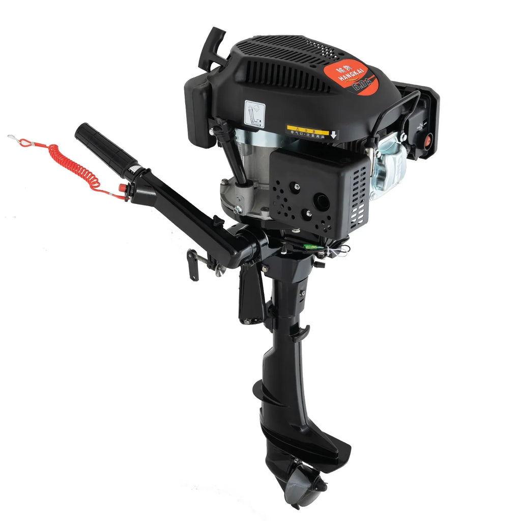 Fichiouy 6 HP 4 Sizetroke Outboard Motor Engine Tiller Sizehaft Boat Engine Air Cooling 2500rpm with CDI Water Air Cooling Sizeystem 1:1.5