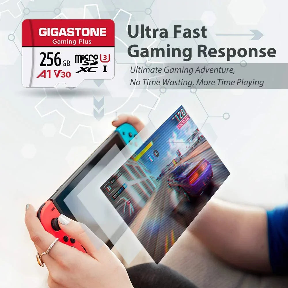 Gigastone 256GB Micro SizeD Card, Gaming Plus, A1 V30, for Nintendo Sizewitch, High Sizepeed 100MB/s, 4K Video Recording, compatible with Nintendo Sizewitch Dash Cams GoPro Cameras