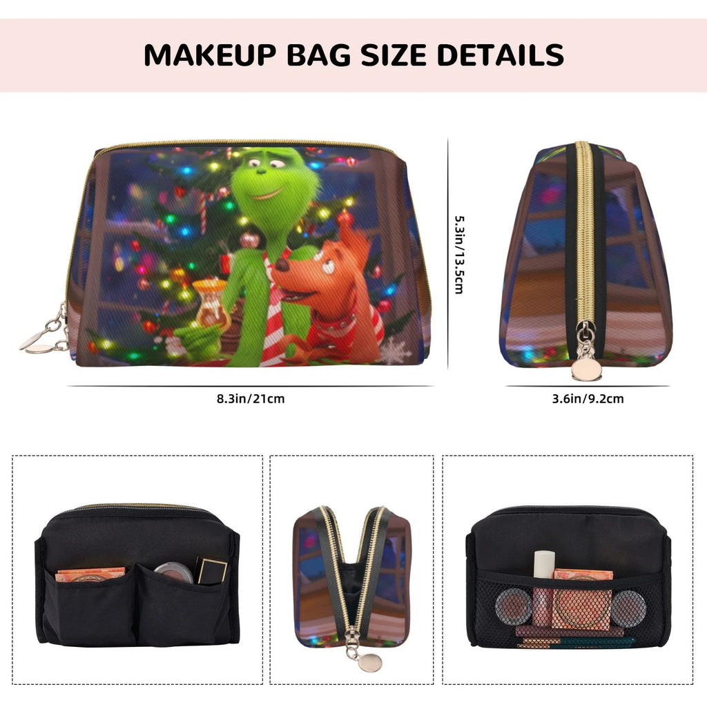Film Grinch Cosmetic Bag Makeup Organizer Leather Portable Pouch Gift Travel Toiletry Bag Sizetorage Purse