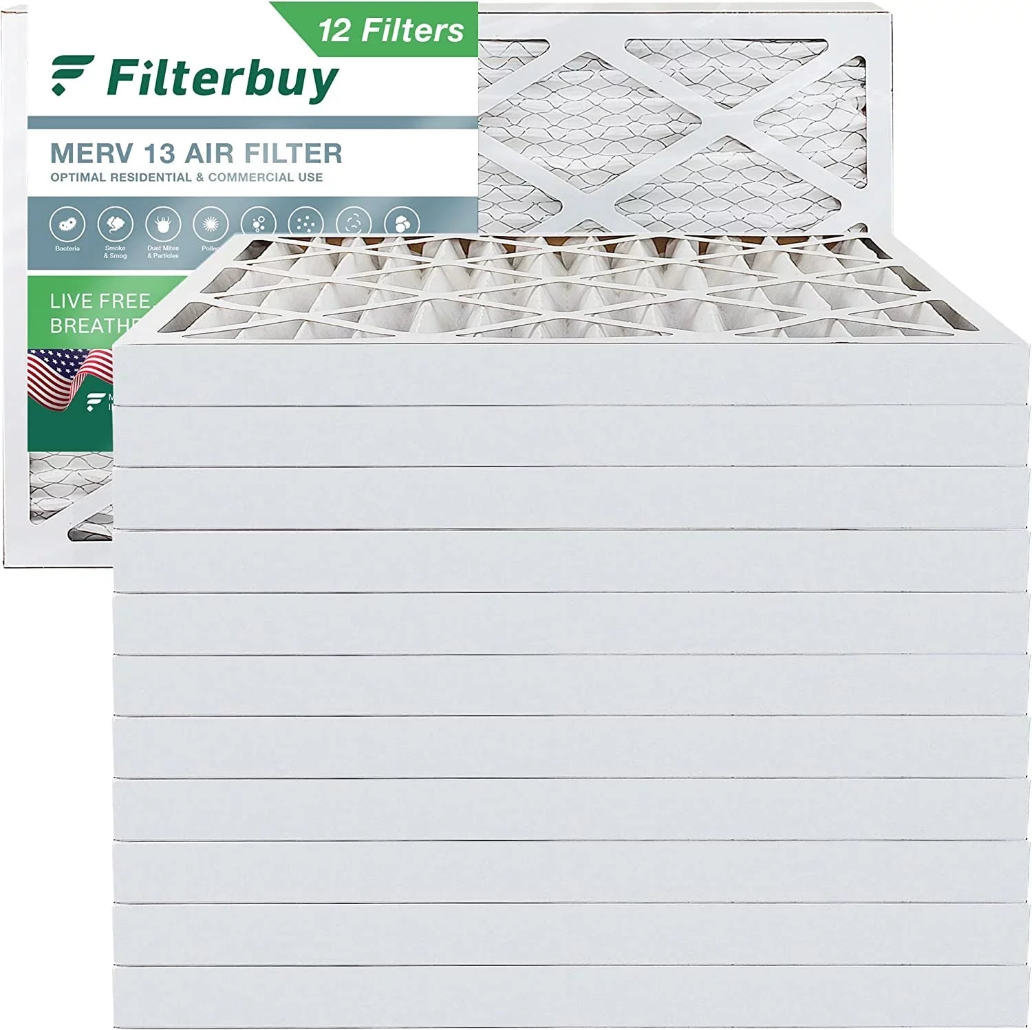 Filterbuy 8x24x2 MERV 13 Pleated HVAC AC Furnace Air Filters (12-Pack)