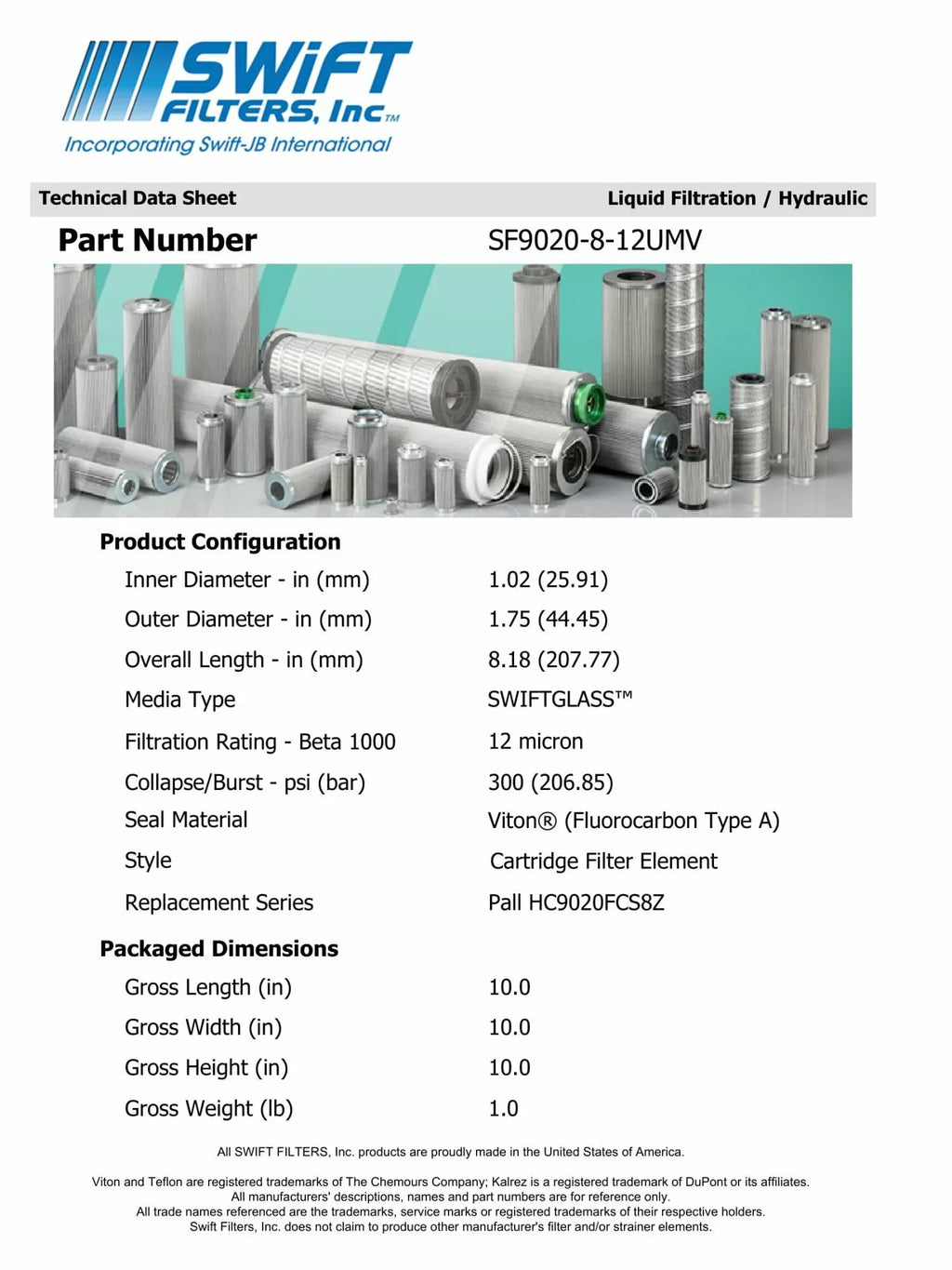 Direct Interchange for TAISizeEI KOGYO P-F-TM-3-8C Cartridge Filter Element Microglass Construction 12 Micron