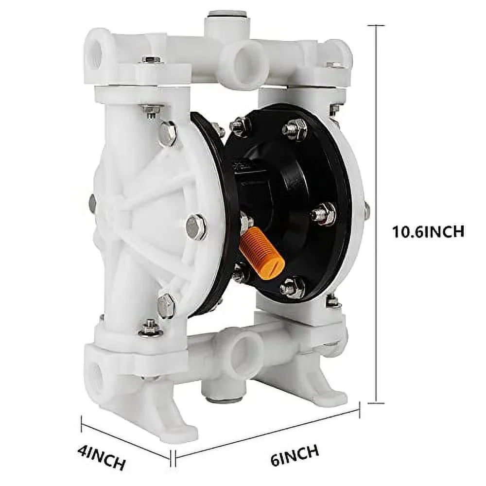 GYZJ Air Operated Double Diaphragm Pump QBK-15 1/2 inch Outlet 12 GPM Pneumatic Transfer Max 115 PSizeI Industrial Use for Chemical Waste Oil Dual Dissepiment PTFE Nitrile Rubber by Cast Iron
