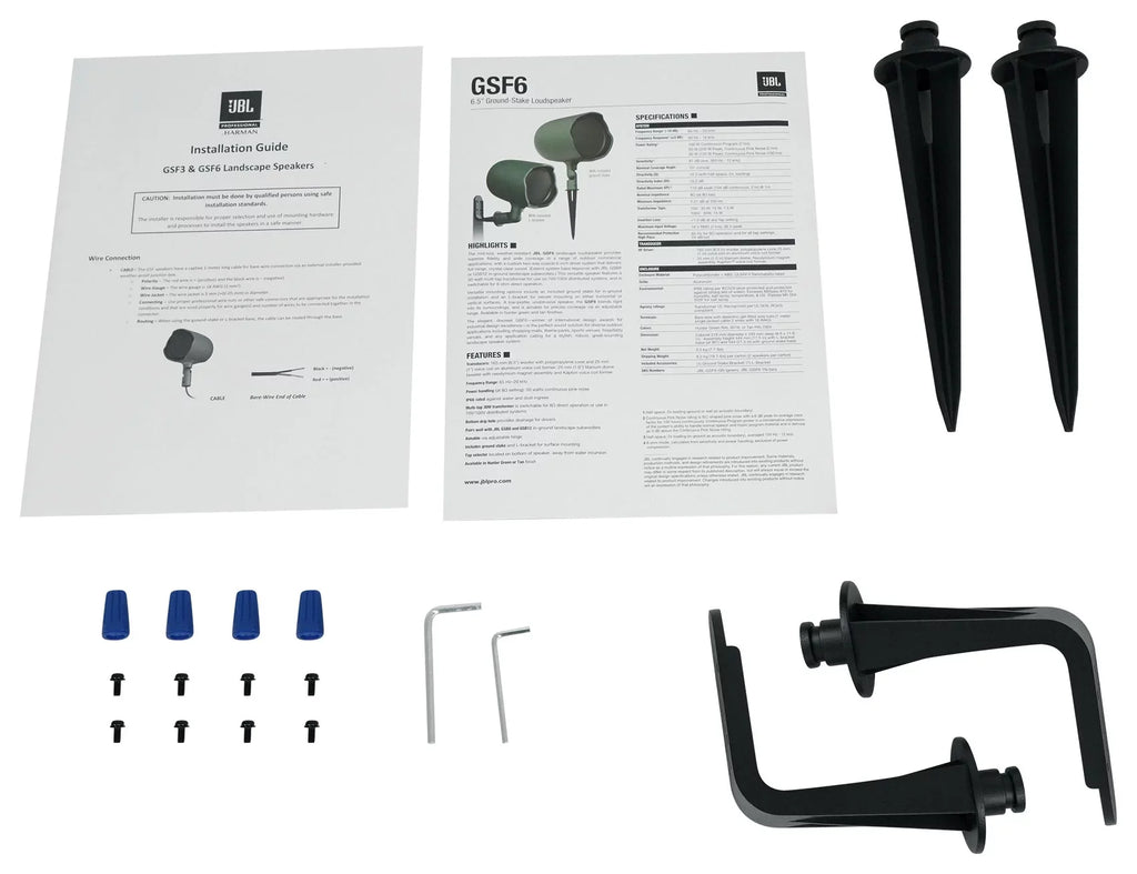 Pair JBL GSizeF6-GN 6.5" Landscape Ground Sizetake / Wall Mount 70v Commercial Sizepeaker