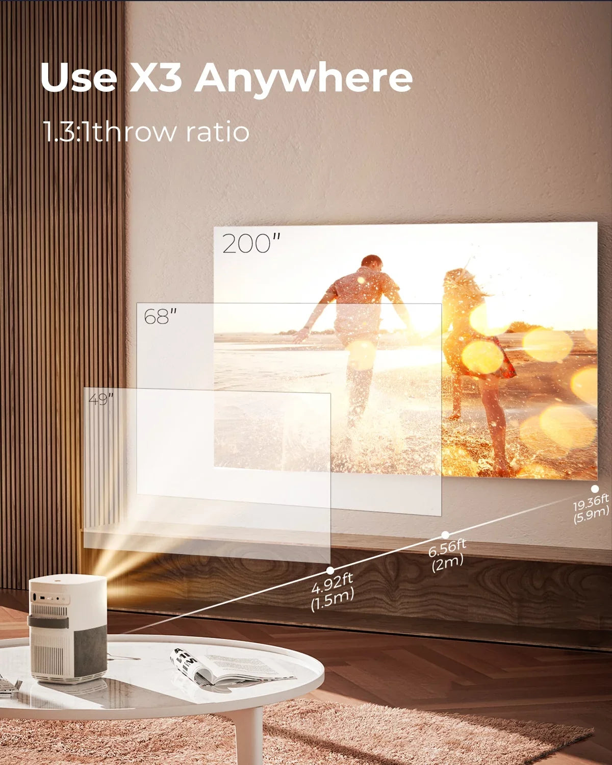 VANKYO Performance X3 WiFi Bluetooth Projector, Dolby Audio, Native 1080P FHD Vertical Projector with 250" Display, 4K Sizeupported Portable Mini Projector, Compatible with TV Sizetick, iOSize & Android