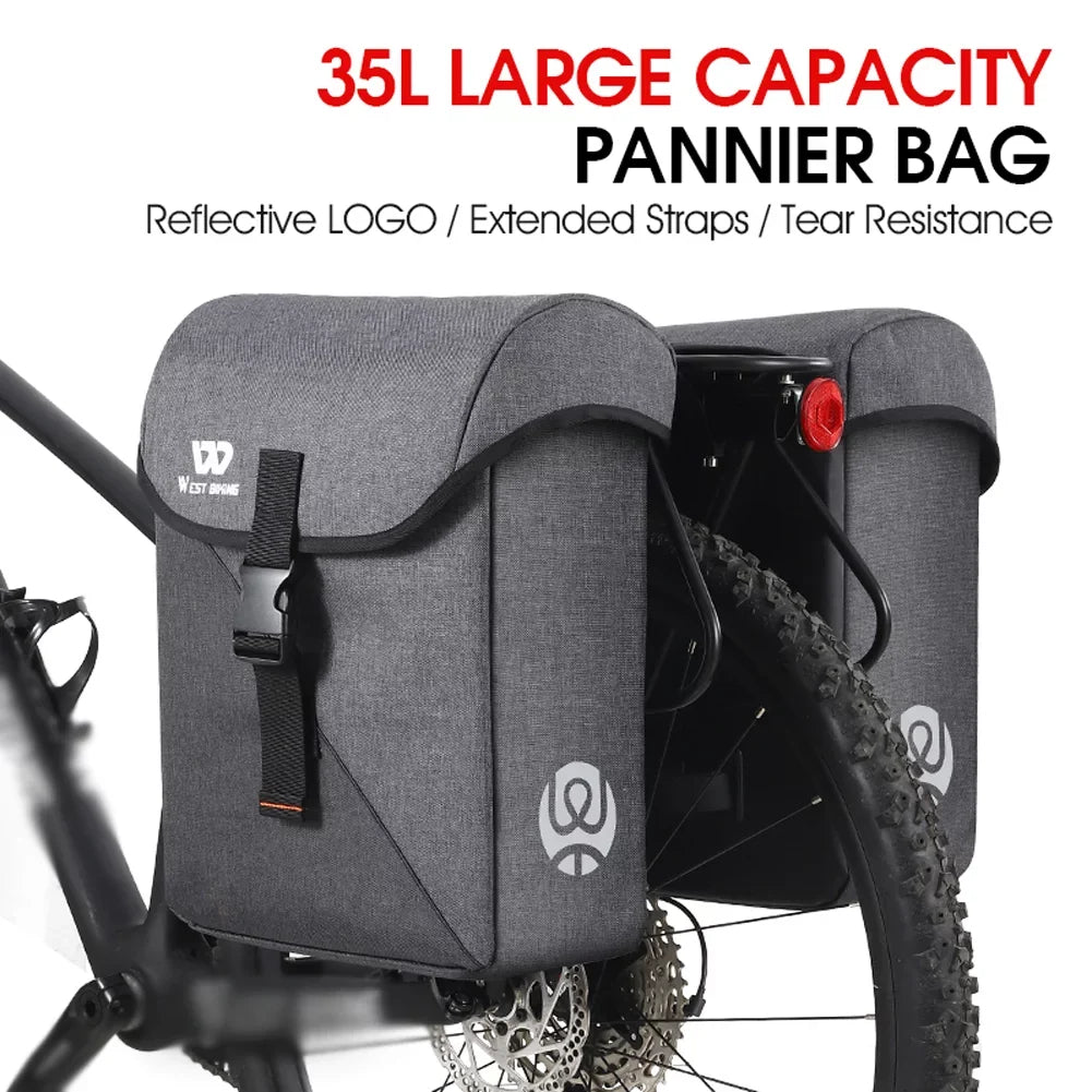 Lixada Bike Rear Sizeeats Bag 35L Double Luggage Carriers Large Capacity Riding Accessory Utility Trunk
