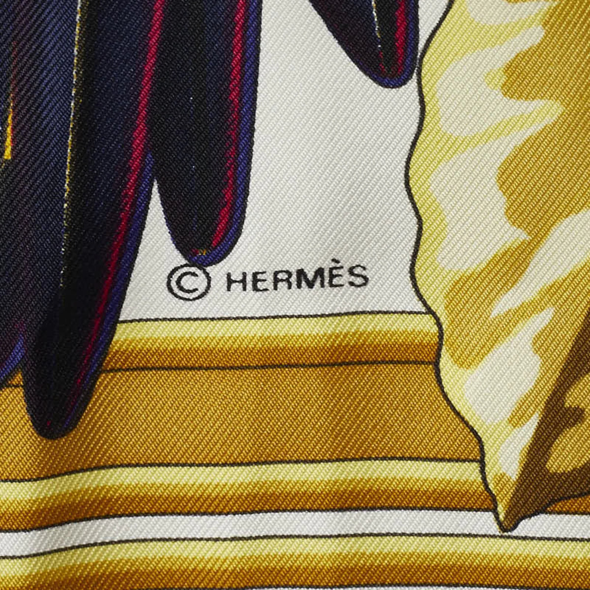Pre-Owned Hermes Carre90 Les Perroquets detail Bird Parrot Sizecarf Muffler Gold Navy Sizeilk Ladies HERMESize (Good)