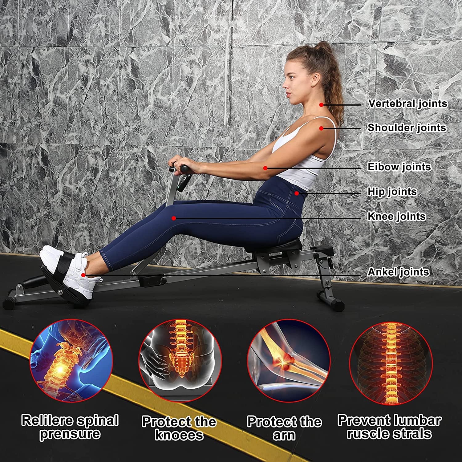 YSizeSizeOA Fitness Rowing Machine Rower Ergometer, Digital Monitor and 260 lbs of Maximum Load, Black