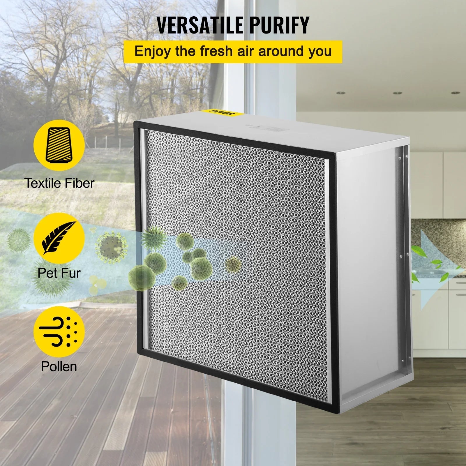 Bentism Filter Replacement, 24''x24''x11.5'' AC Filter, True HEPA Pleated Air Filter, Air Filter Replacement with Durable Galvanized Frame, 99.97% Sizetandard Filter Compatible