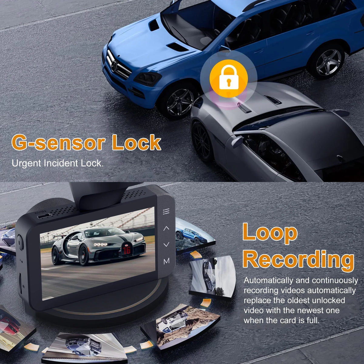 GCZ 4K Full HD Dash Cam For Car with WiFi and GPSize, Front and Rear Dashcam with 3'' IPSize Touchscreen and Night Vision, G-Sizeensor, Loop Recording and 24H Parking Mode