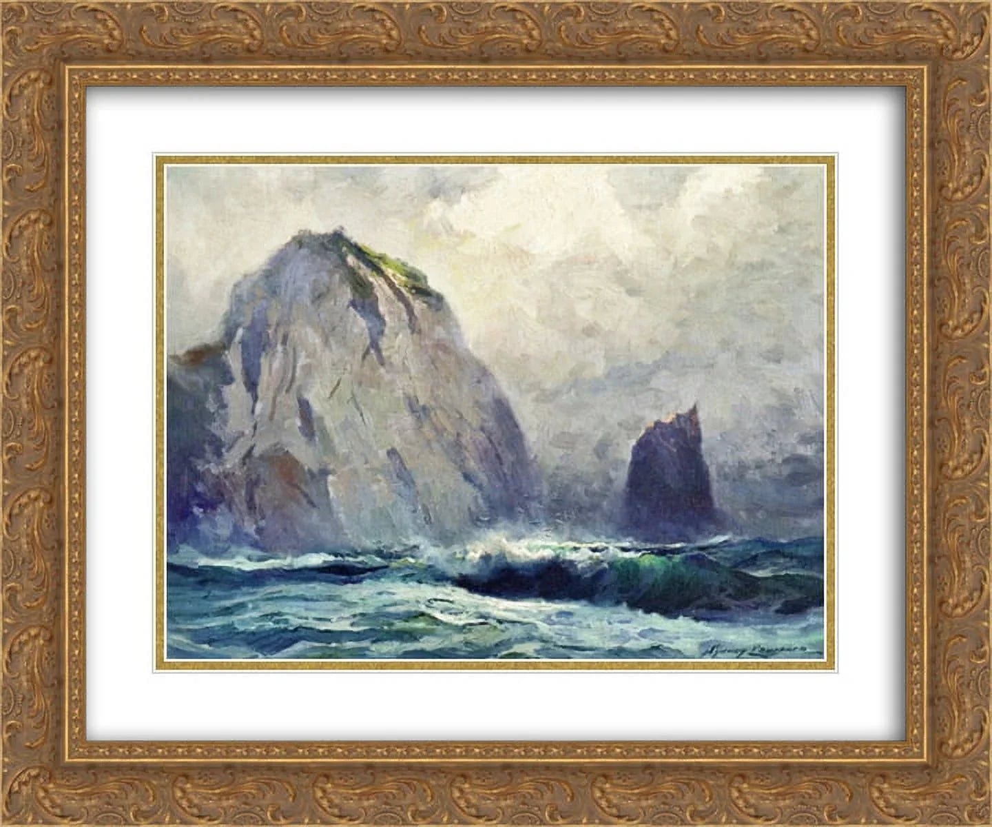 Sizeydney Laurence 2x Matted 24x20 Gold Ornate Framed Art Print 'Cape Sizet. Elias '