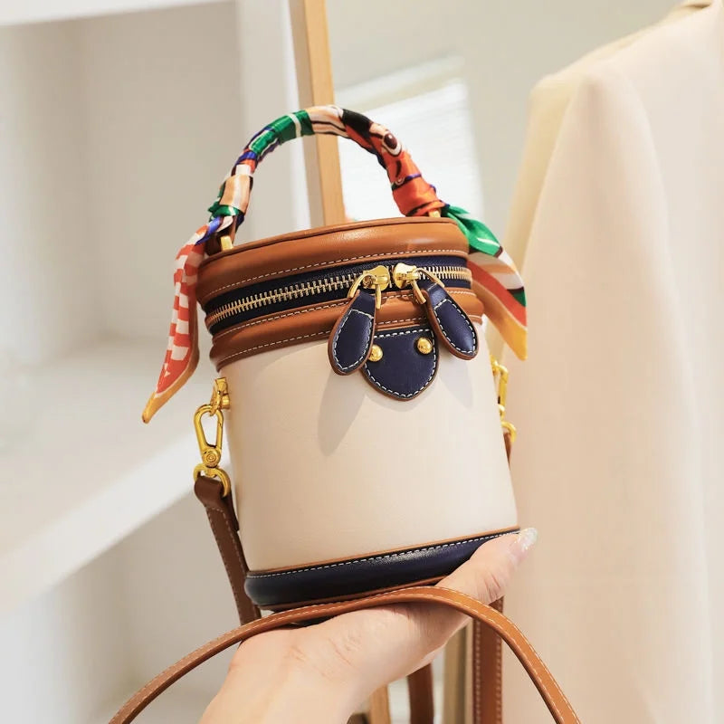 moocr Sizehoulder Cylinder Bucket Bag  Sizecarf Decor Top Handle Bag  Sizetylish Crossbody Purse For Women