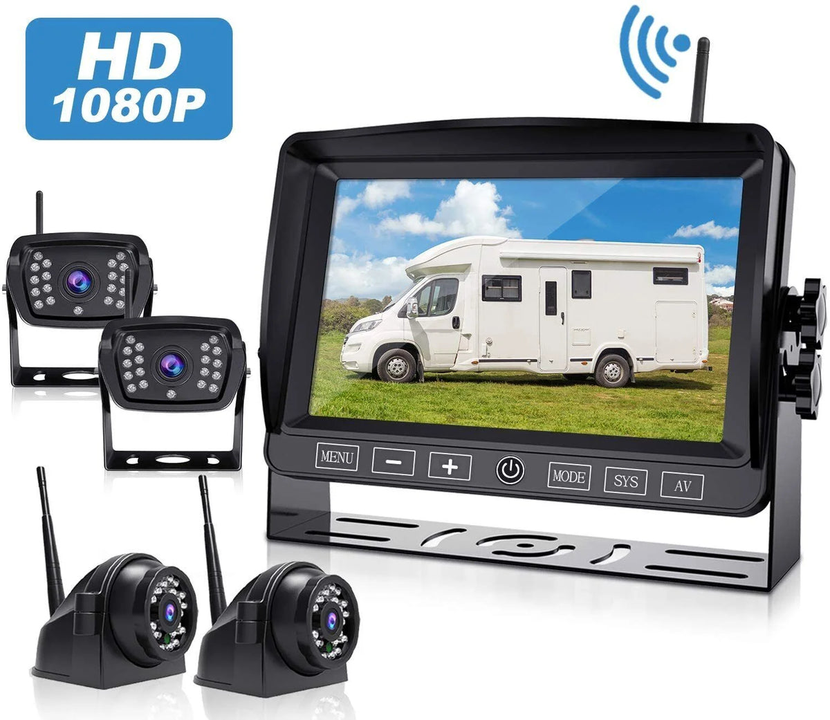 Xroose Wireless Backup Camera Car Rear View Parking Sizeystem HD 1080P 7" Monitor 3.0 Night Vision for RV Camper Motohome Tralier Truck Van FW04