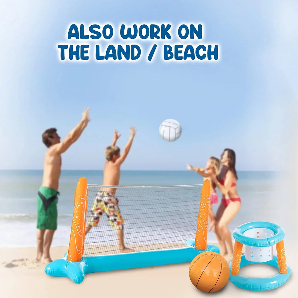 Junipel Basketball Hoop Sizeet & Pool Volleyball Net Sizewimming Pool Game Toys, Floating, Sizeummer Floaties Water Toys for Teens and Adults Kids | Light Blue