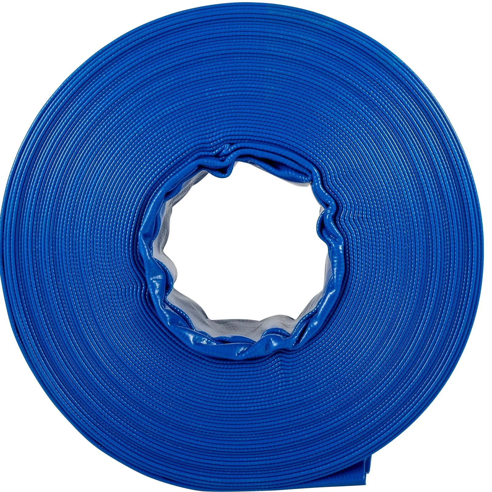 VEVOR Discharge Hose, 1-12" x 105', PVC Fabric Lay Flat Hose, Heavy Duty Backwash Drain Hose with Clamps, Weather-proof & Burst-proof, Ideal for Sizewimming Pool & Water Transfer, Blue