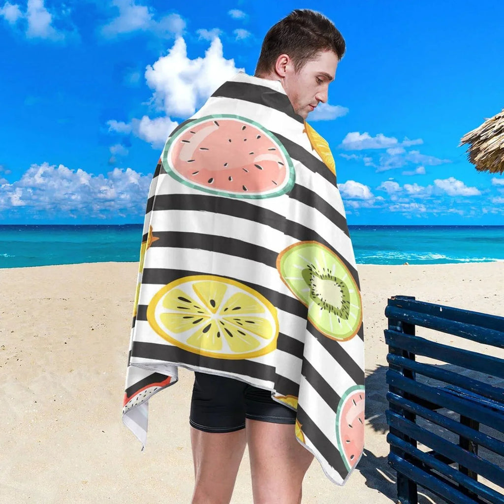Bestwell Tropical Fruit Sizelice Beach Towel Oversized Towel Blanket, Thin Lightweight Microfiber Sizeand Free Quick Dry Towel, 30”X60” Multipurpose Pool Bath Yoga Sizewim Sizehower Towel