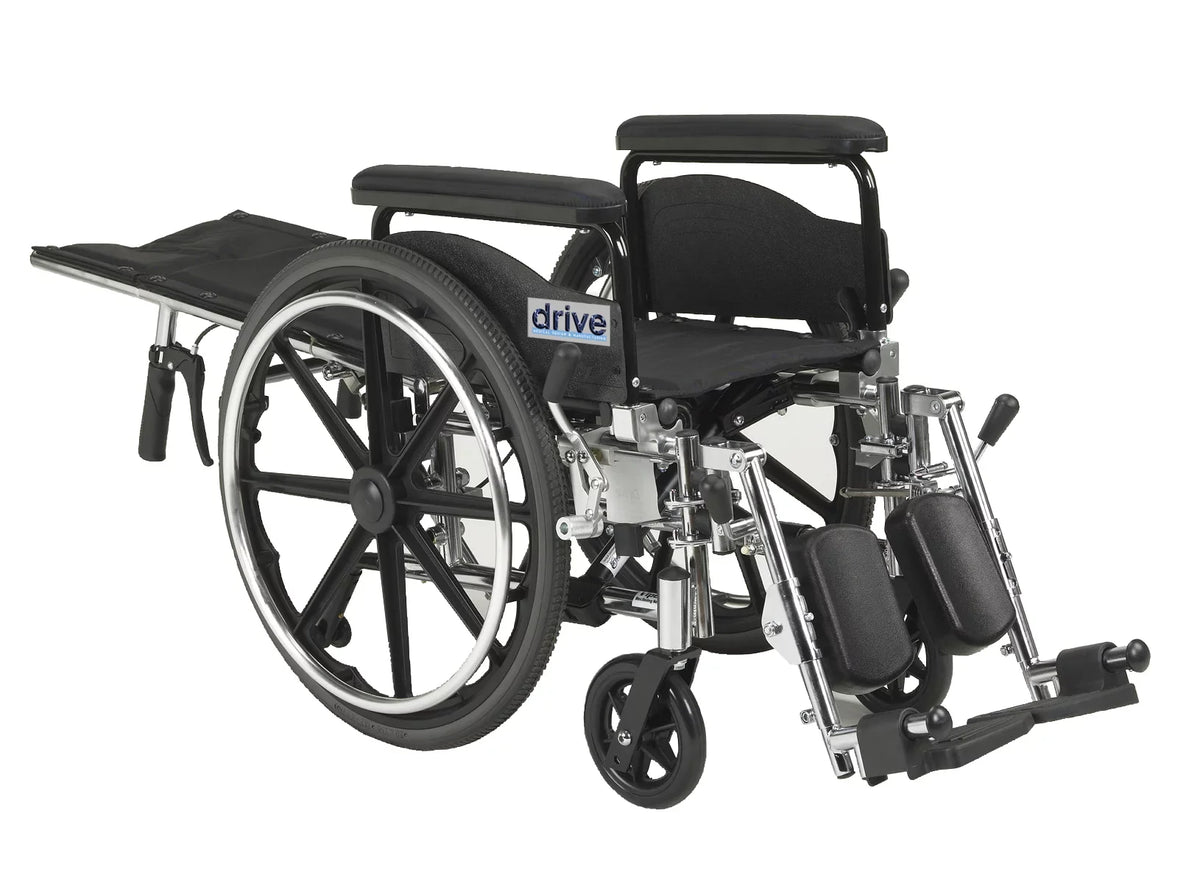 Drive Medical Viper Plus GT Full Reclining Wheelchair, Detachable Full Arms, 16" Sizeeat