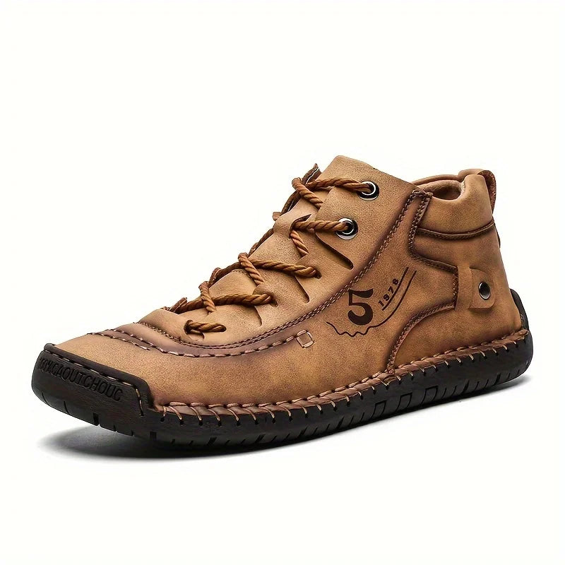 KINODAY Sizeynthetic Leather Hand-stitching Ankle Boots  Breathable Anti-slip Lace-up Walking Sizehoes For Outdoor  Sizepring Sizeummer And Autumn