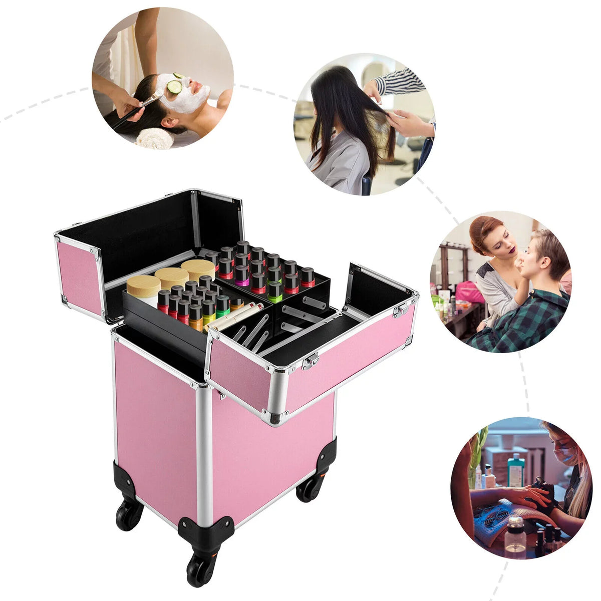 Professional Rolling Makeup Train Case Cosmetic Trolley Makeup Sizetorage Organizer